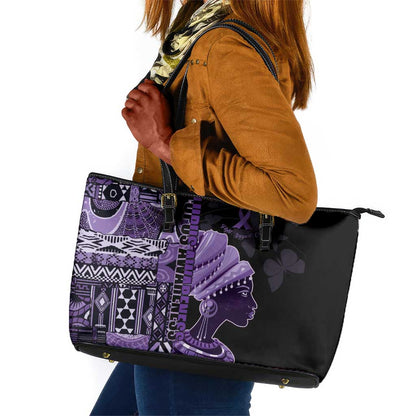 African Lady Lupus Awareness Leather Tote Bag Fight Support Cure