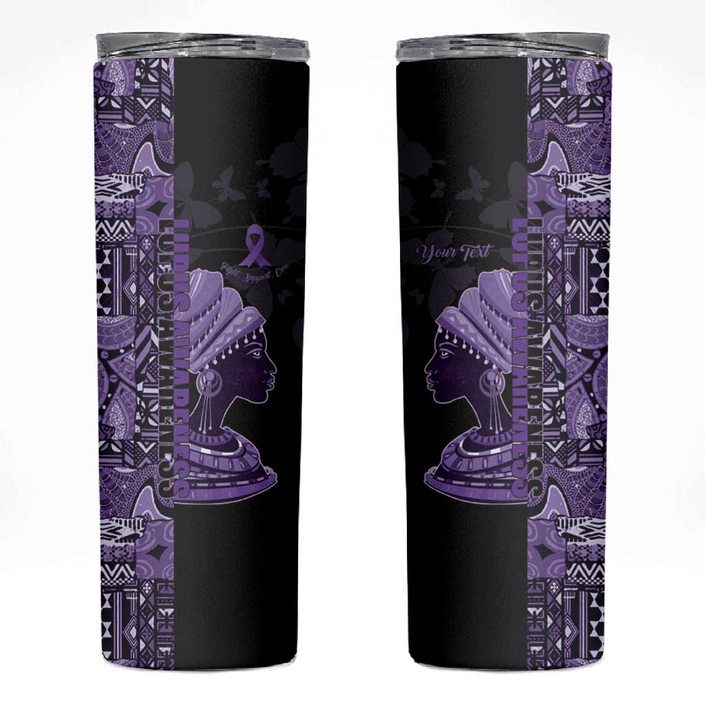 Personalized African Lady Lupus Awareness Skinny Tumbler Fight Support Cure