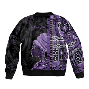 Personalized African Lady Lupus Awareness Sleeve Zip Bomber Jacket Fight Support Cure