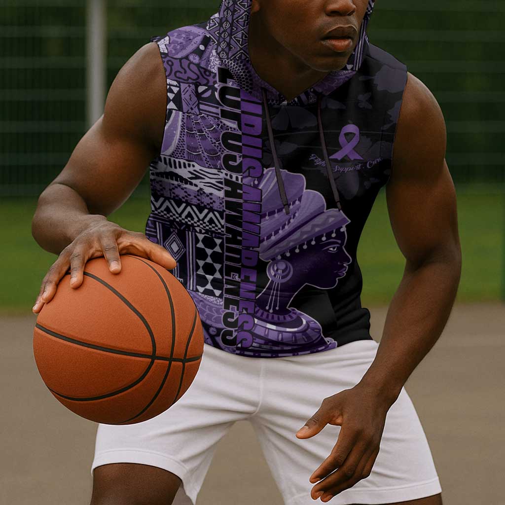 Personalized African Lady Lupus Awareness Sleeveless Hoodie Fight Support Cure