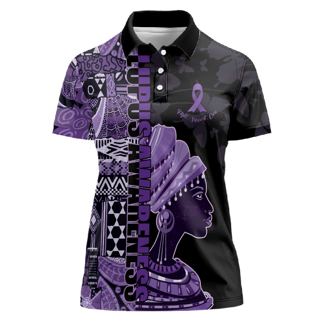 Personalized African Lady Lupus Awareness Women Polo Shirt Fight Support Cure