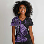 Personalized African Lady Lupus Awareness Women V-Neck T-Shirt Fight Support Cure