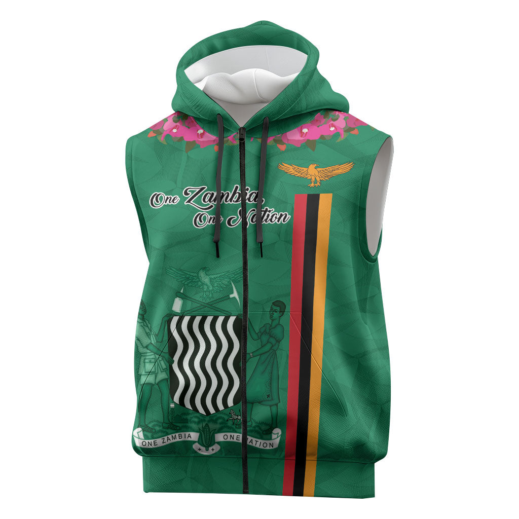 Personalized One Zambia One Nation Sleeveless Zip Hoodie Happy Independence Day