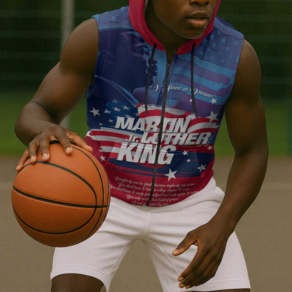 Martin Luther King MLK Sleeveless Zip Hoodie I Have A Dream - African Pride