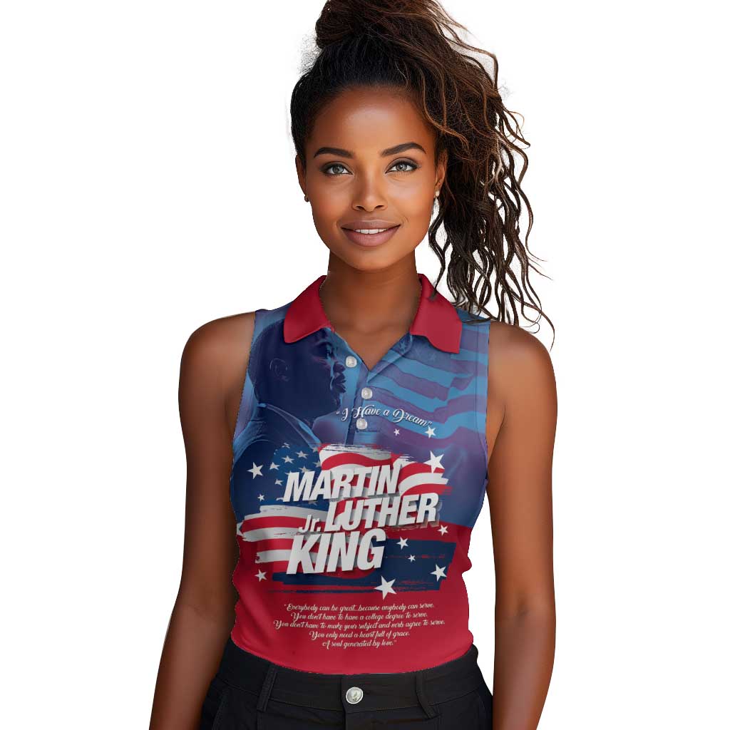 Martin Luther King MLK Women Sleeveless Polo Shirt I Have A Dream - African Pride