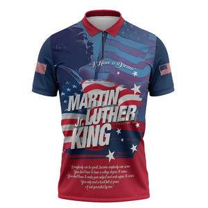 Martin Luther King MLK Zipper Polo Shirt I Have A Dream - African Pride
