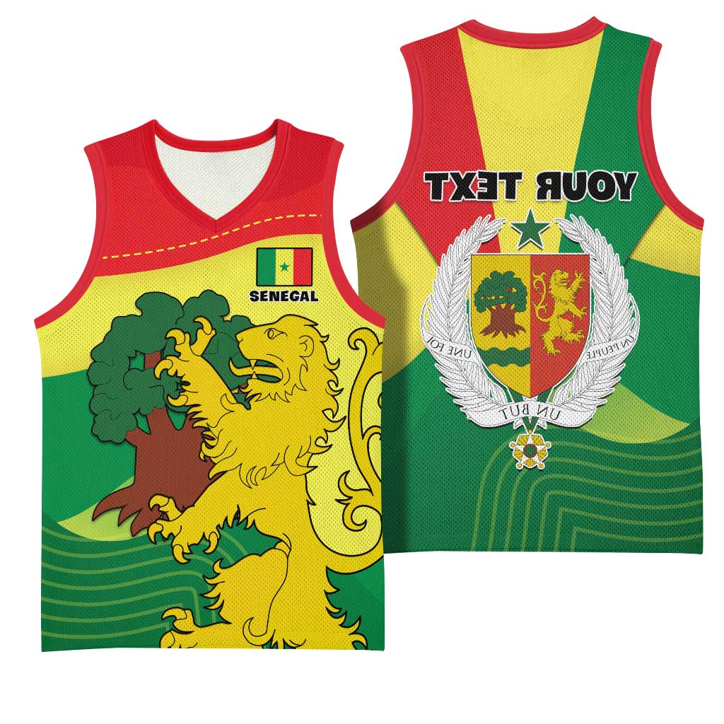 Custom Senegal Basketball Jersey with Bahamian Lion and Baobab Flag Style - African Pride