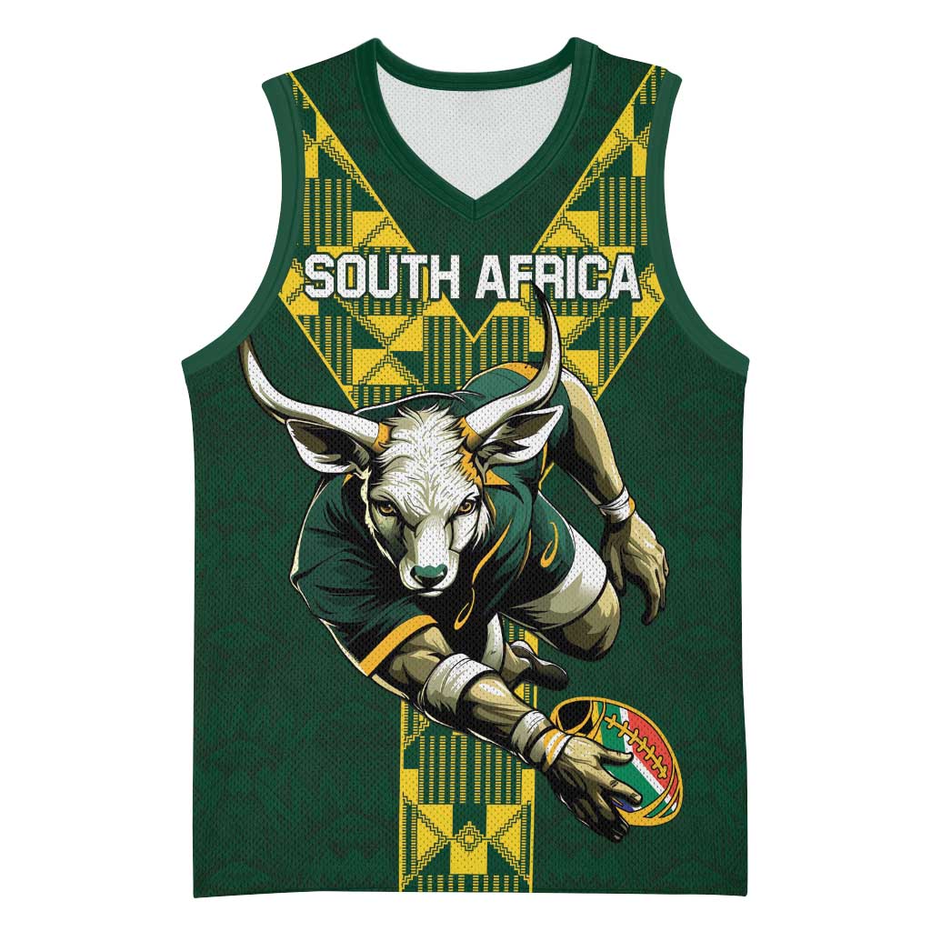 Custom South Africa 2024 Rugby Basketball Jersey Go Springboks Protea Pattern - African Pride