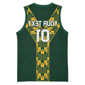Custom South Africa 2024 Rugby Basketball Jersey Go Springboks Protea Pattern - African Pride