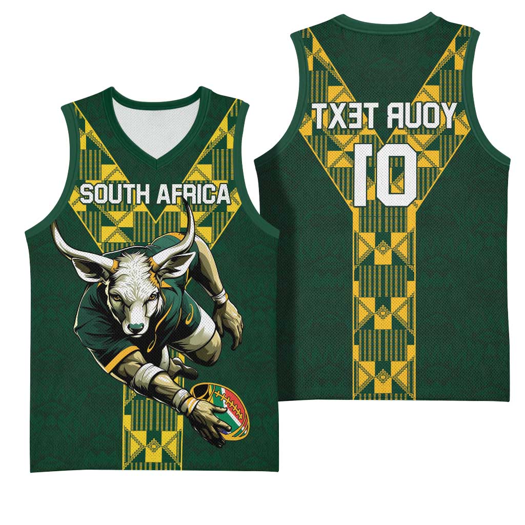 Custom South Africa 2024 Rugby Basketball Jersey Go Springboks Protea Pattern - African Pride