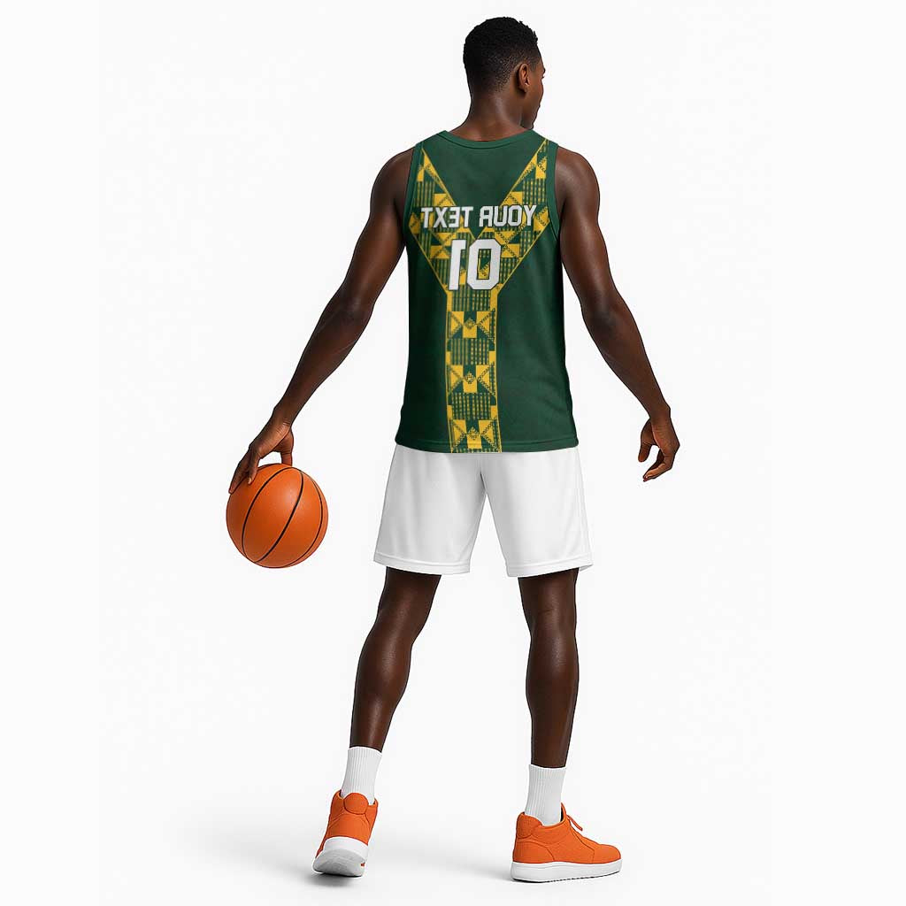 Custom South Africa 2024 Rugby Basketball Jersey Go Springboks Protea Pattern - African Pride