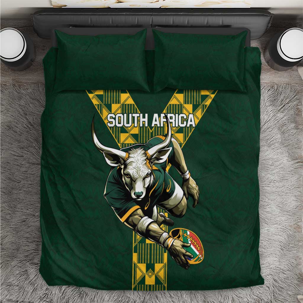 South Africa 2024 Rugby Bedding Set Go Springboks Protea Pattern