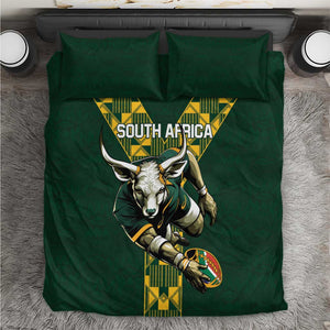 South Africa 2024 Rugby Bedding Set Go Springboks Protea Pattern