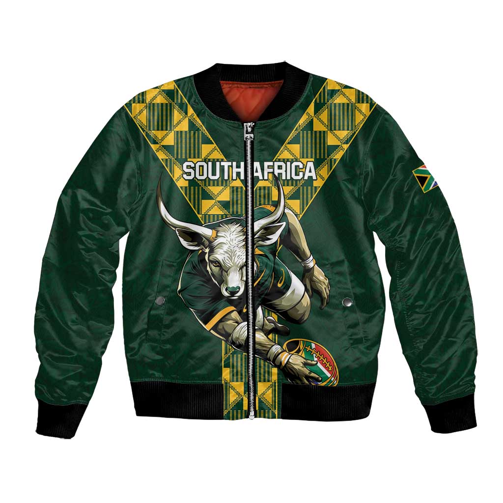 Custom South Africa 2024 Rugby Bomber Jacket Go Springboks Protea Pattern