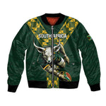 Custom South Africa 2024 Rugby Bomber Jacket Go Springboks Protea Pattern