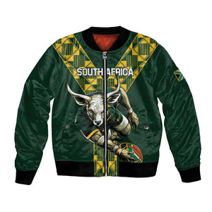 Custom South Africa 2024 Rugby Bomber Jacket Go Springboks Protea Pattern