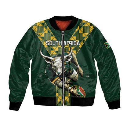 Custom South Africa 2024 Rugby Bomber Jacket Go Springboks Protea Pattern