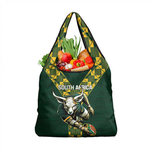 South Africa 2024 Rugby Grocery Bag Go Springboks Protea Pattern