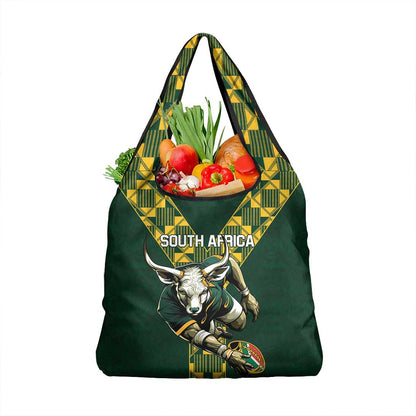 South Africa 2024 Rugby Grocery Bag Go Springboks Protea Pattern