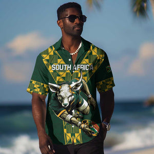 Custom South Africa 2024 Rugby Hawaiian Shirt Go Springboks Protea Pattern