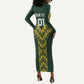 Custom South Africa 2024 Rugby Long Sleeve Bodycon Dress Go Springboks Protea Pattern LT01