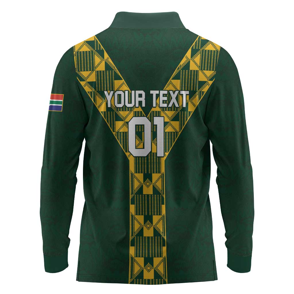 Custom South Africa 2024 Rugby Long Sleeve Polo Shirt Go Springboks Protea Pattern