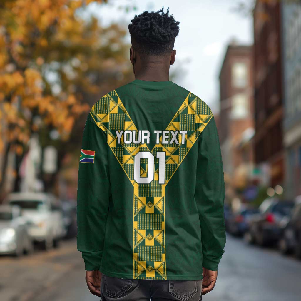 Custom South Africa 2024 Rugby Long Sleeve Shirt Go Springboks Protea Pattern LT01