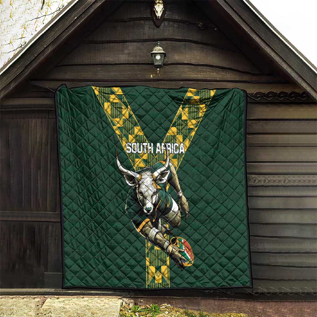 South Africa 2024 Rugby Quilt Go Springboks Protea Pattern