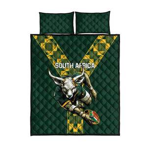 South Africa 2024 Rugby Quilt Bed Set Go Springboks Protea Pattern