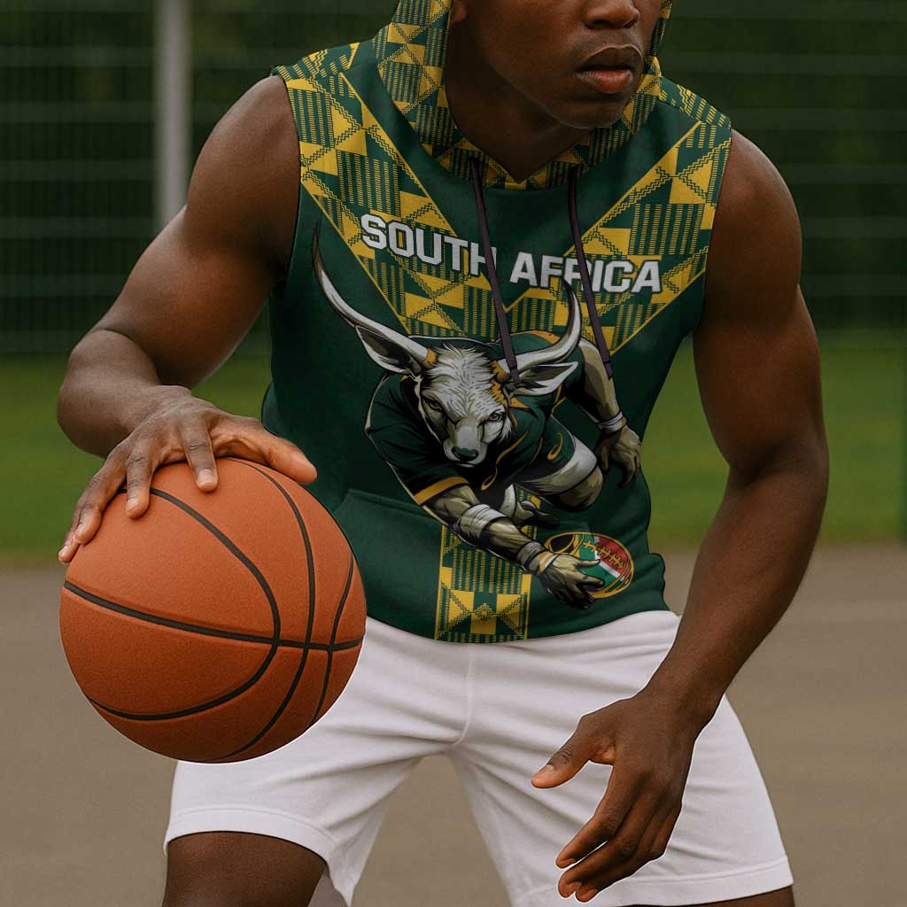 Custom South Africa 2024 Rugby Sleeveless Hoodie Go Springboks Protea Pattern - African Pride