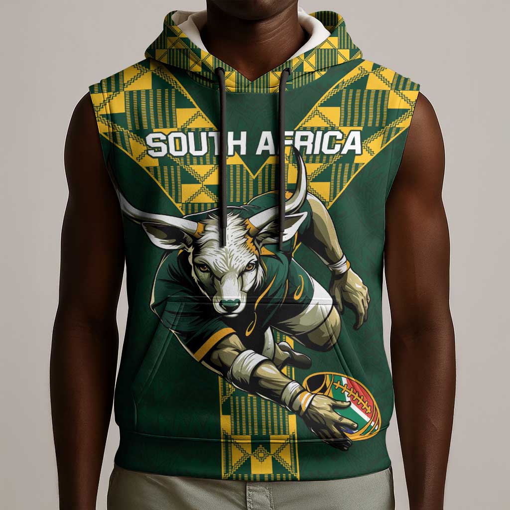 Custom South Africa 2024 Rugby Sleeveless Hoodie Go Springboks Protea Pattern - African Pride