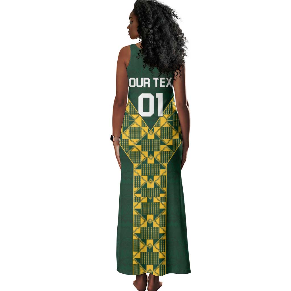 Custom South Africa 2024 Rugby Tank Maxi Dress Go Springboks Protea Pattern