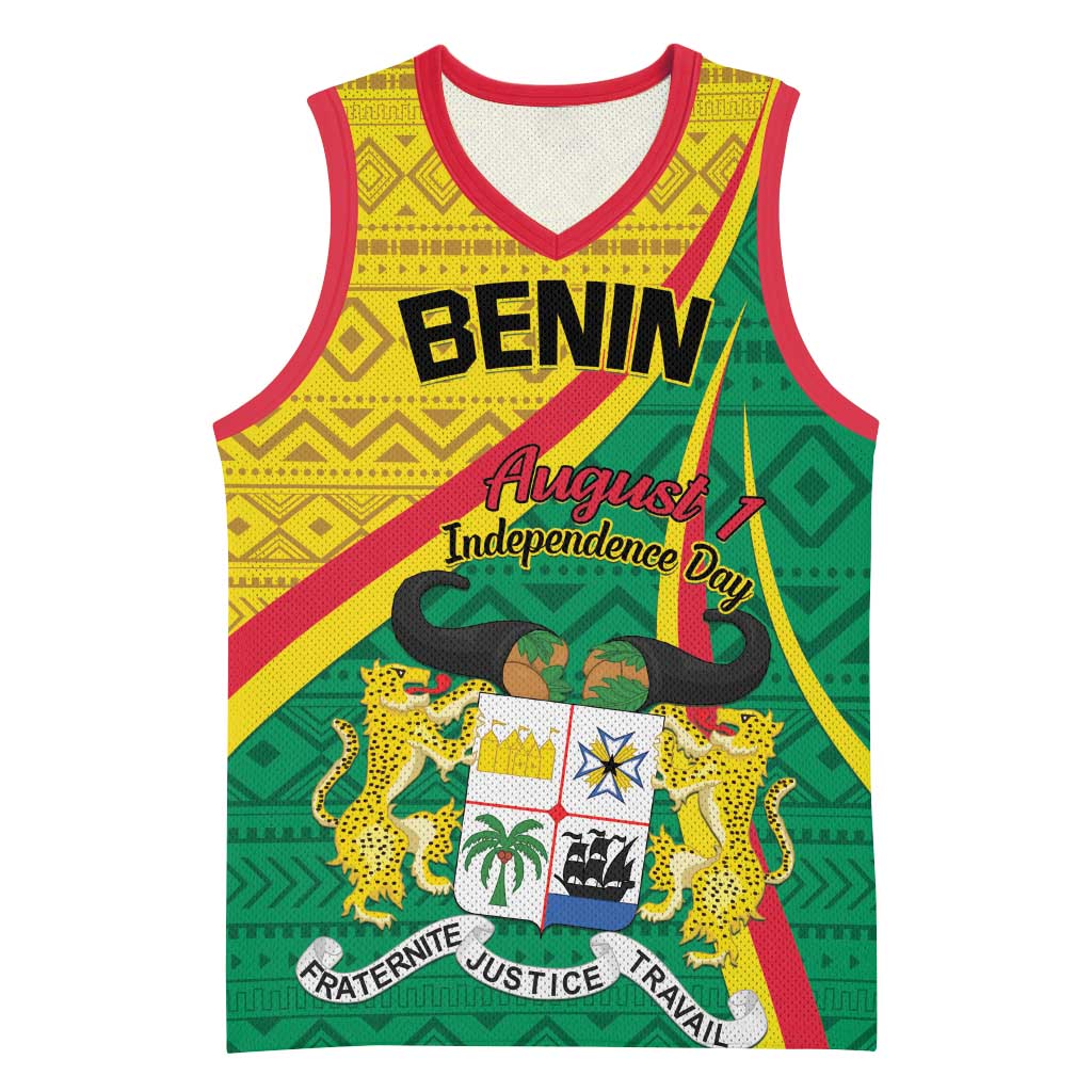 Personalized Benin Independence Day 1960 Basketball Jersey Fraternite Justice Travail - African Pride