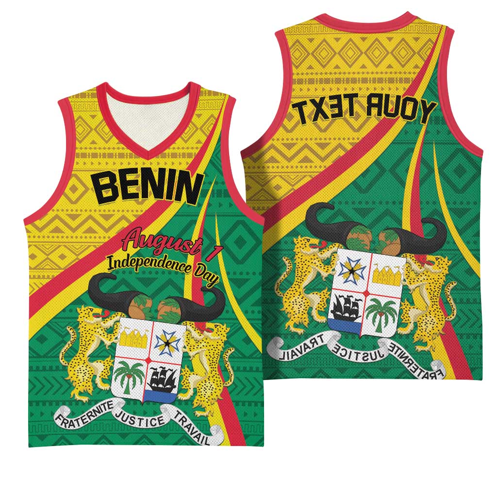 Personalized Benin Independence Day 1960 Basketball Jersey Fraternite Justice Travail - African Pride