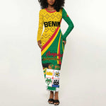 Personalized Benin Independence Day 1960 Long Sleeve Bodycon Dress Fraternite Justice Travail LT01