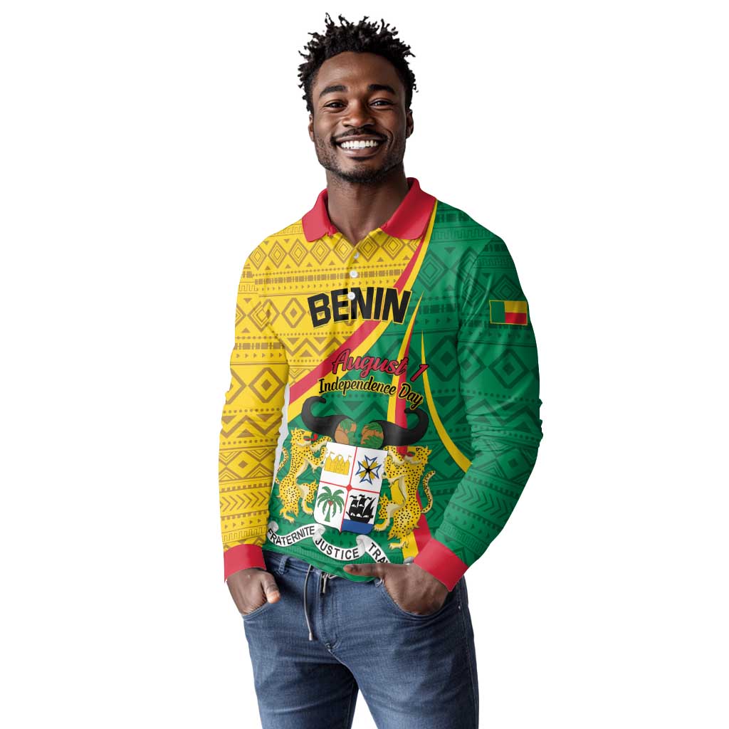 Personalized Benin Independence Day 1960 Long Sleeve Polo Shirt Fraternite Justice Travail