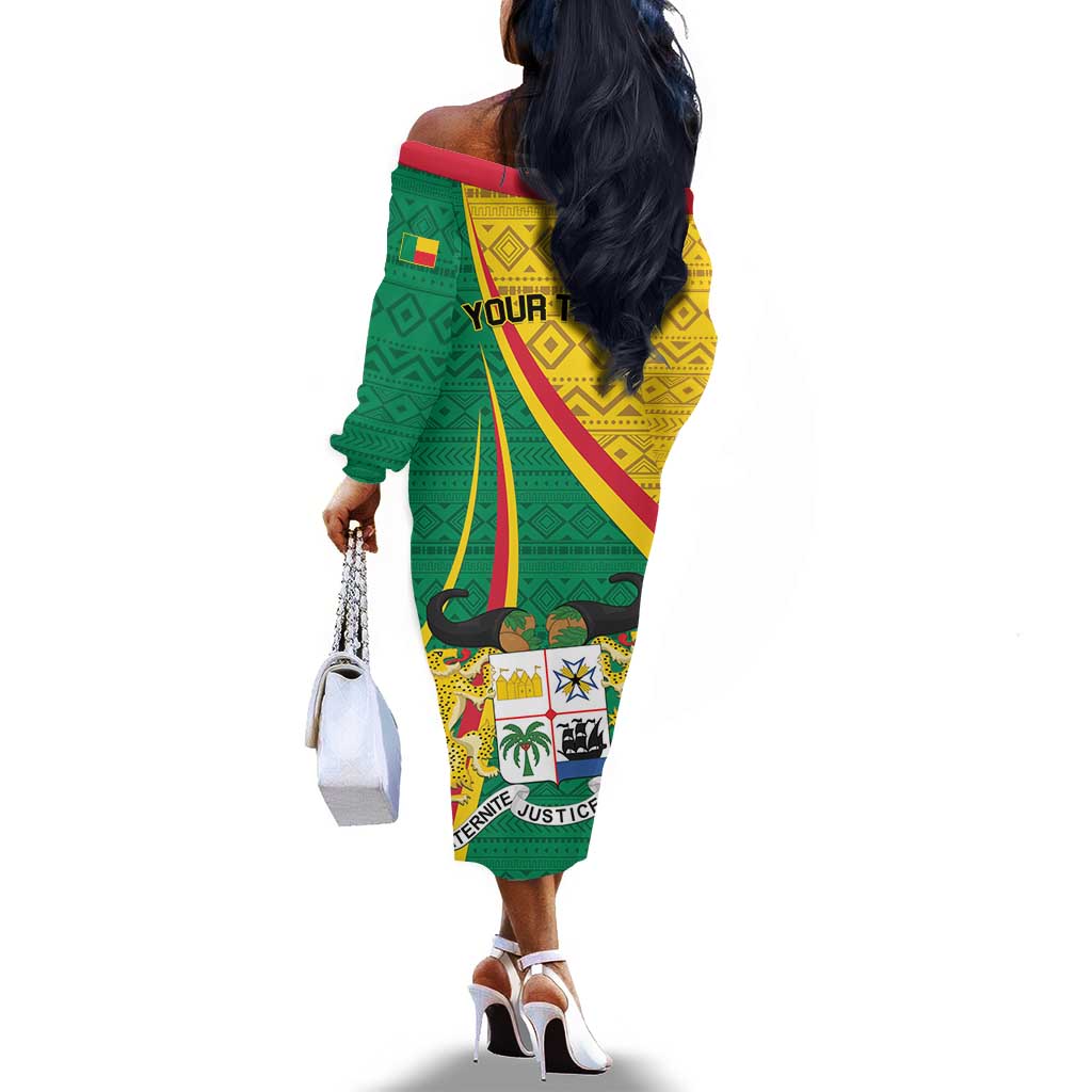 Personalized Benin Independence Day 1960 Off The Shoulder Long Sleeve Dress Fraternite Justice Travail