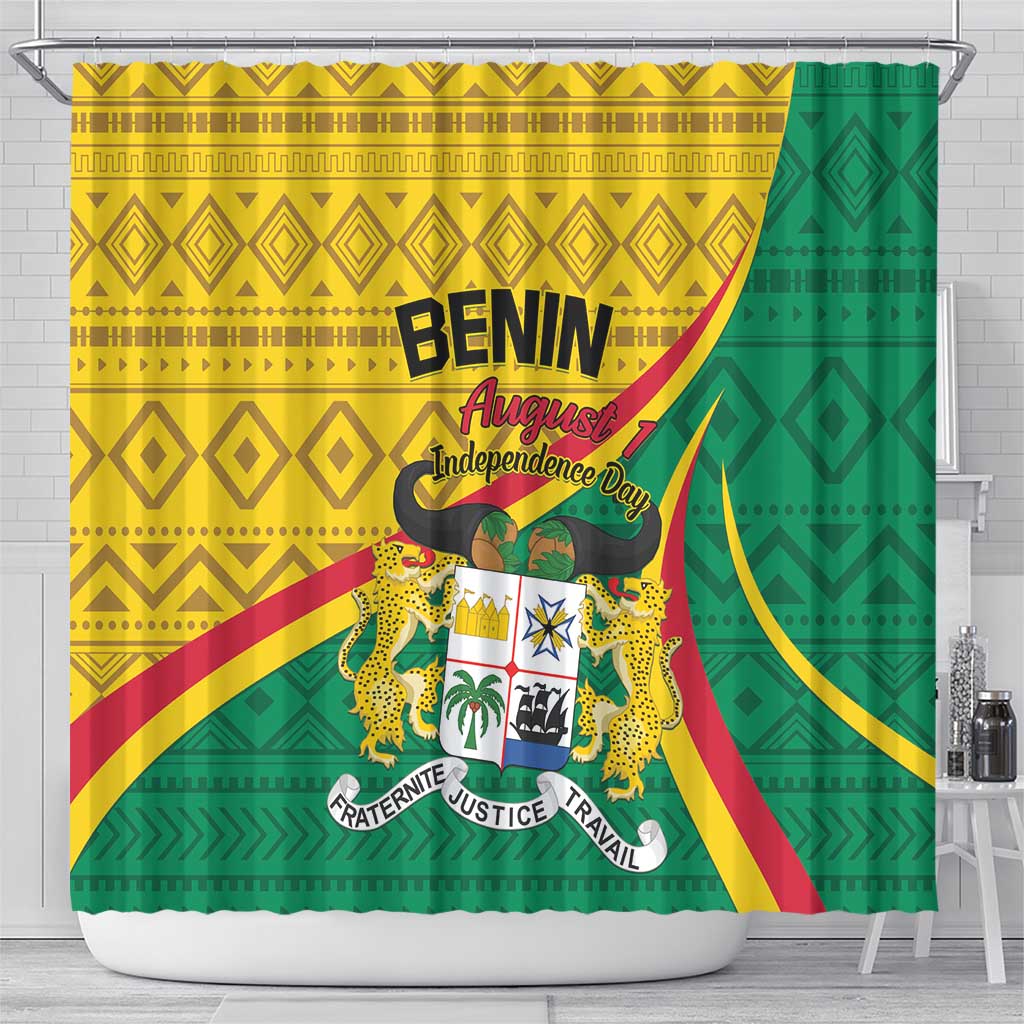 Benin Independence Day 1960 Shower Curtain Fraternite Justice Travail