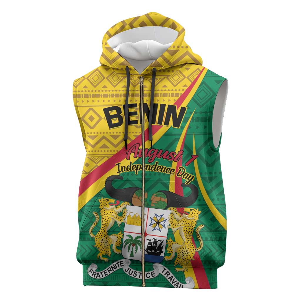 Personalized Benin Independence Day 1960 Sleeveless Zip Hoodie Fraternite Justice Travail - African Pride