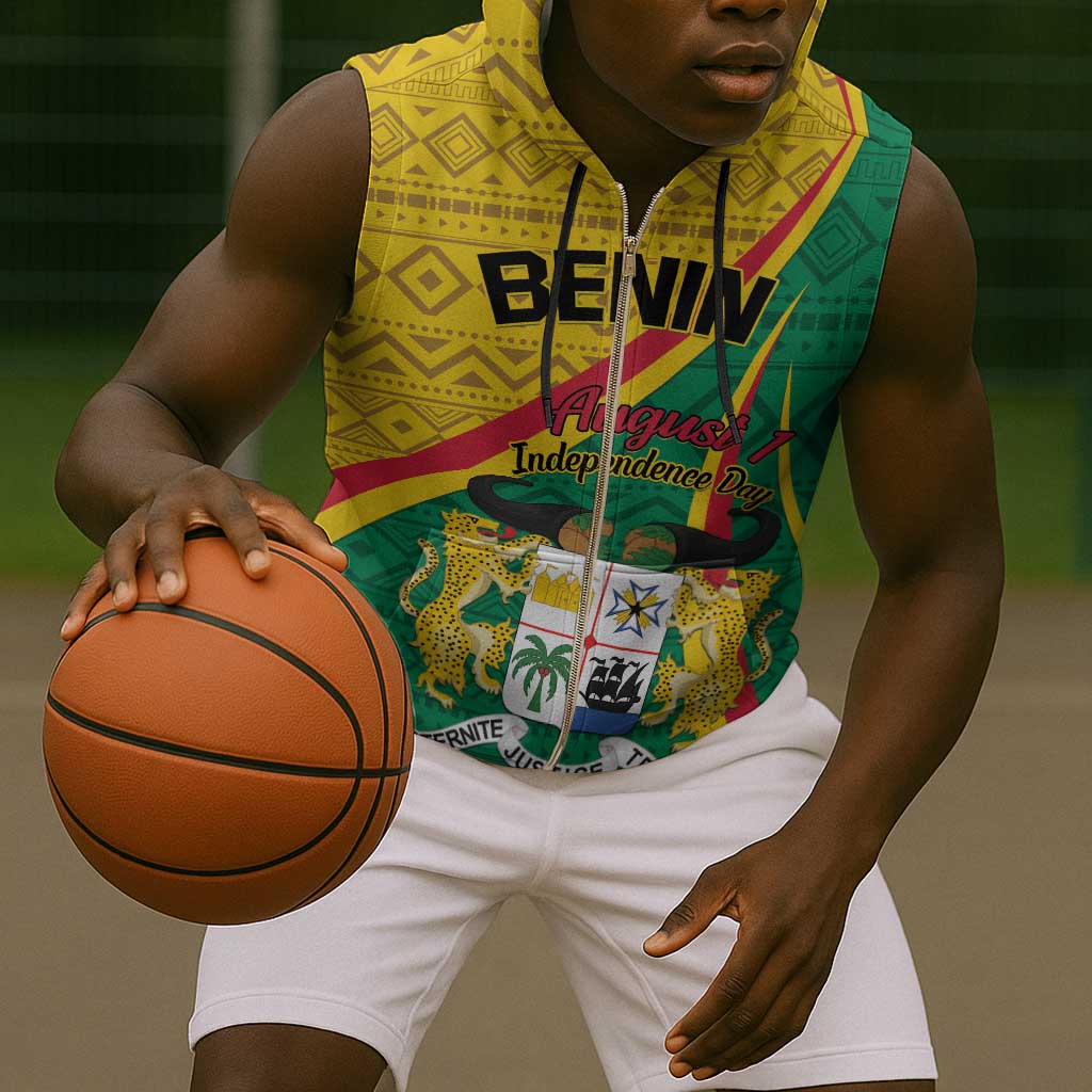 Personalized Benin Independence Day 1960 Sleeveless Zip Hoodie Fraternite Justice Travail - African Pride
