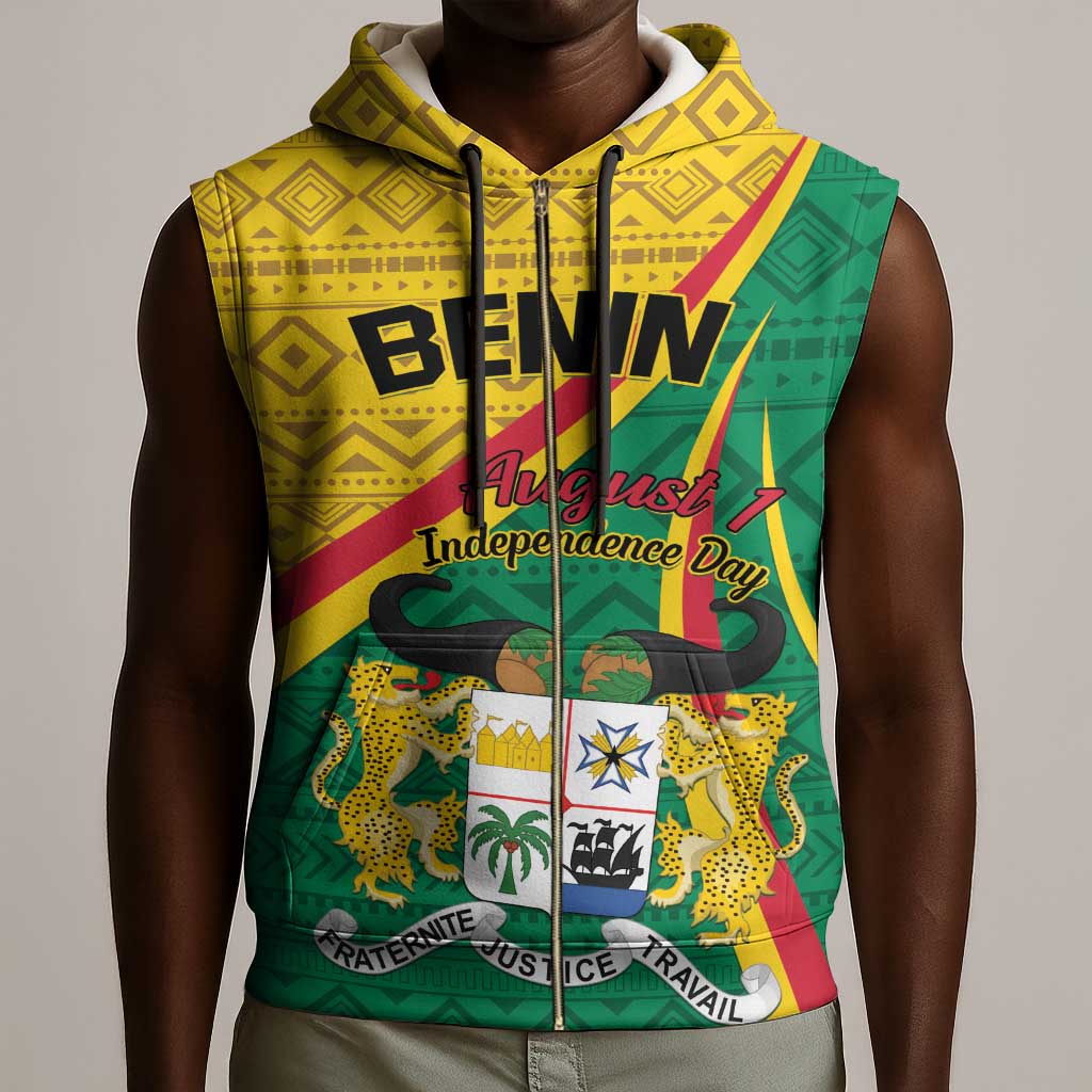 Personalized Benin Independence Day 1960 Sleeveless Zip Hoodie Fraternite Justice Travail - African Pride