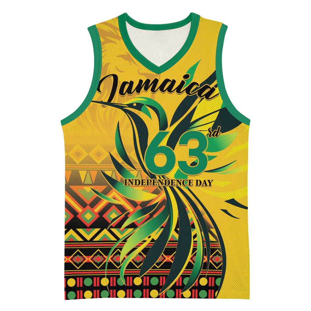 Personalized Black Jamaican Independence Day 1962 Basketball Jersey Jumieka Streamertail Reggae Pattern - African Pride