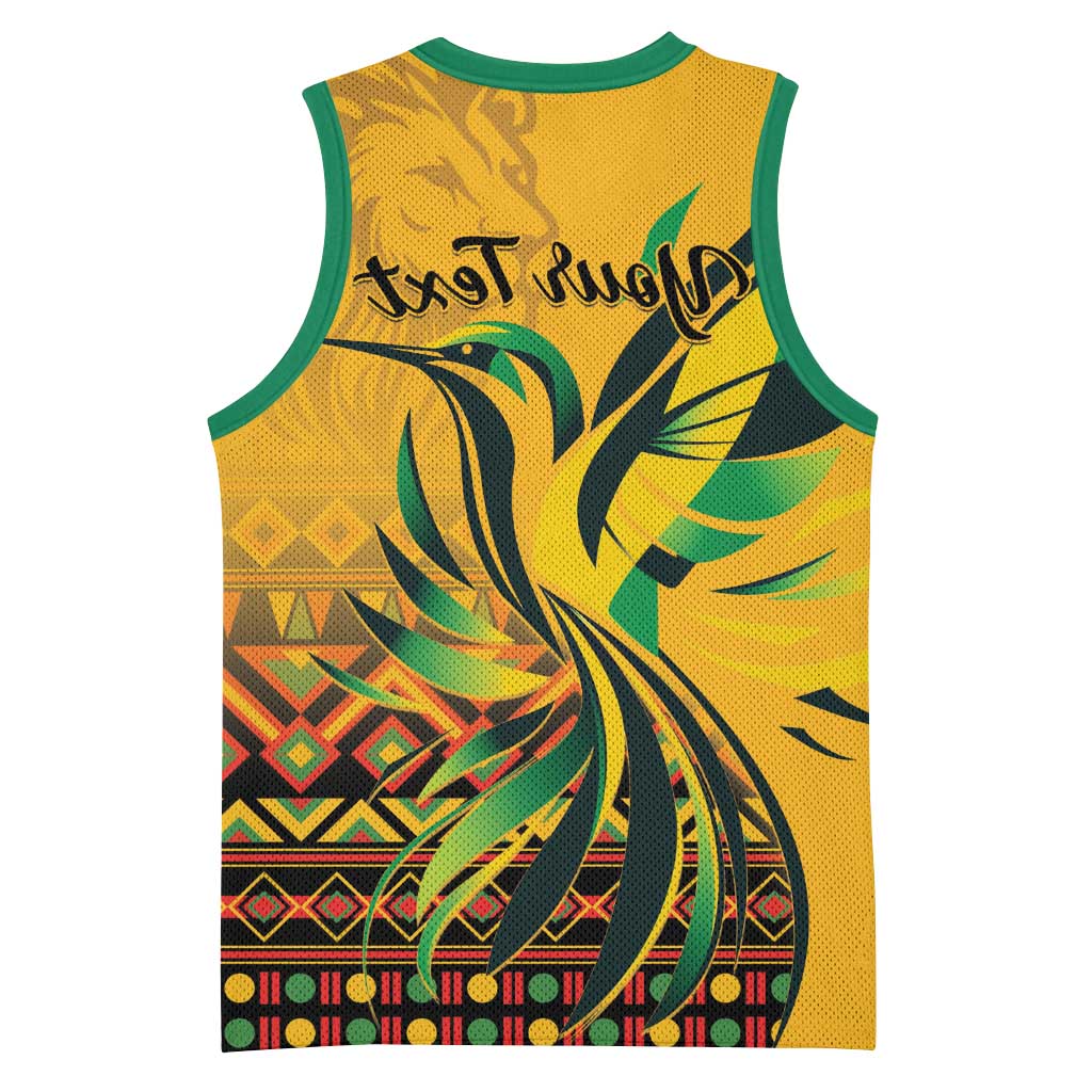 Personalized Black Jamaican Independence Day 1962 Basketball Jersey Jumieka Streamertail Reggae Pattern - African Pride