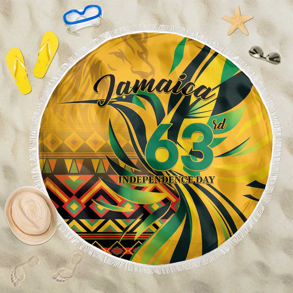 Black Jamaican Independence Day 1962 Beach Blanket Jumieka Streamertail Reggae Pattern LT01
