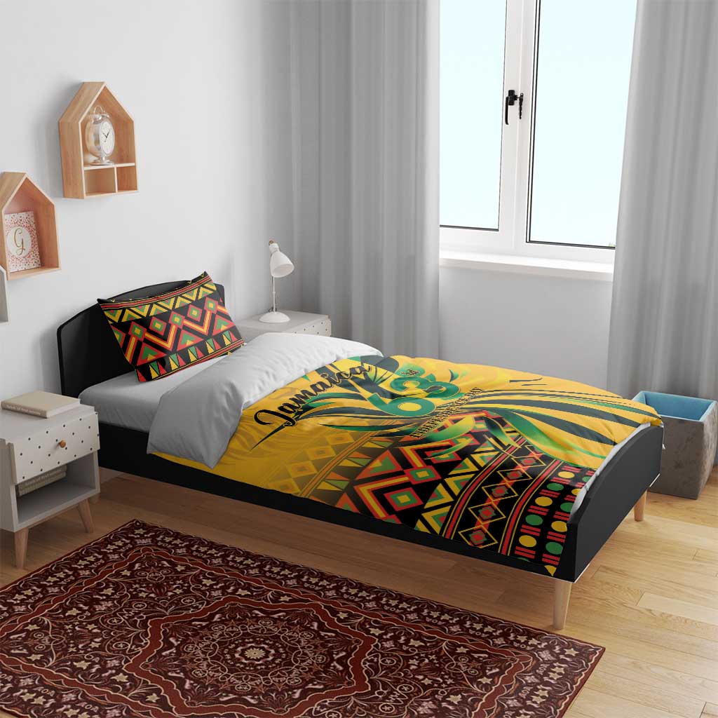 Black Jamaican Independence Day 1962 Bedding Set Jumieka Streamertail Reggae Pattern LT01