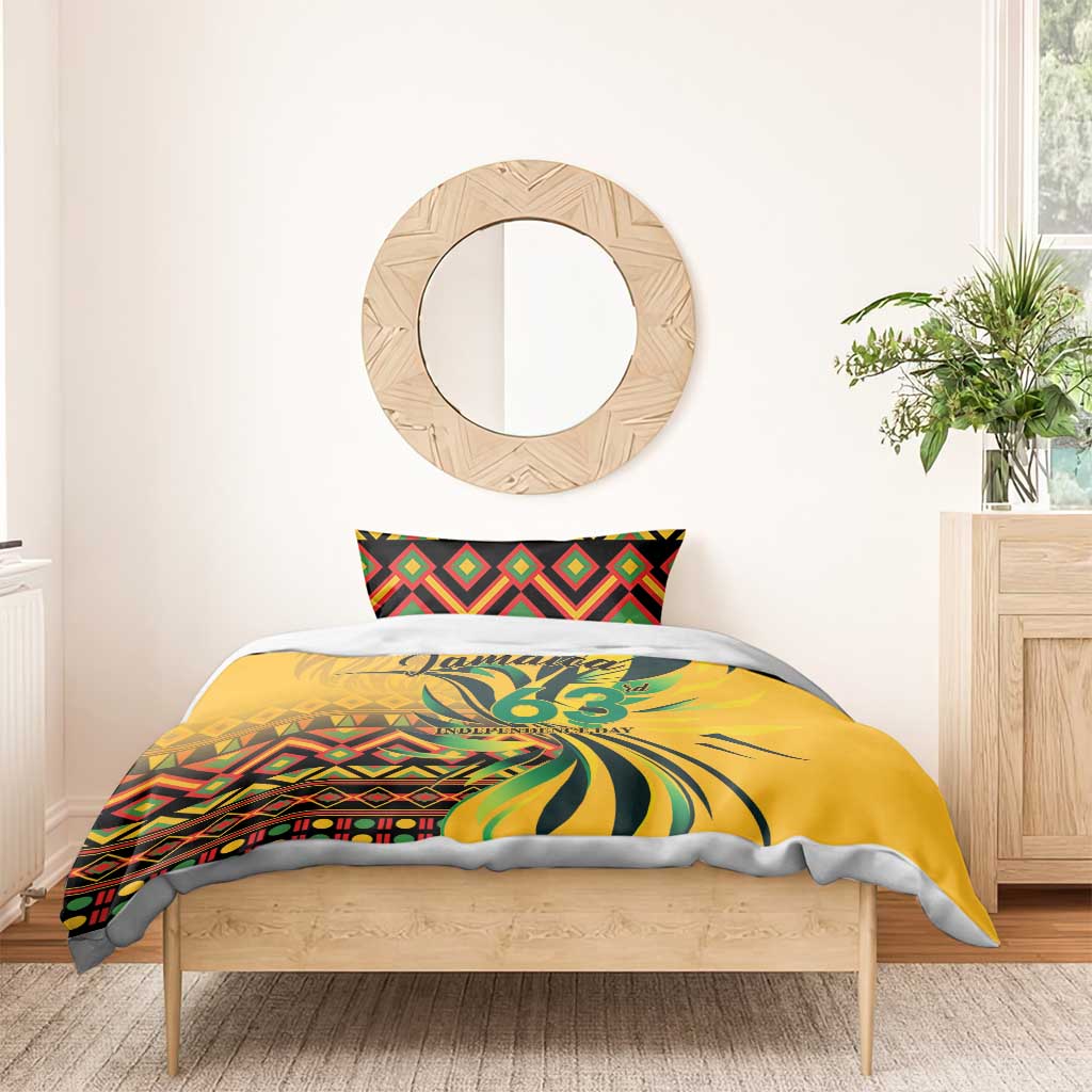 Black Jamaican Independence Day 1962 Bedding Set Jumieka Streamertail Reggae Pattern LT01