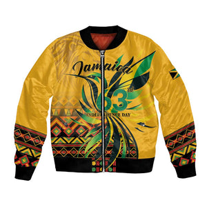 Personalized Black Jamaican Independence Day 1962 Bomber Jacket Jumieka Streamertail Reggae Pattern LT01