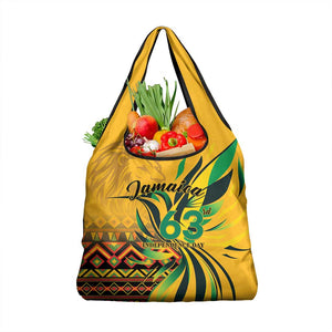 Black Jamaican Independence Day 1962 Grocery Bag Jumieka Streamertail Reggae Pattern LT01