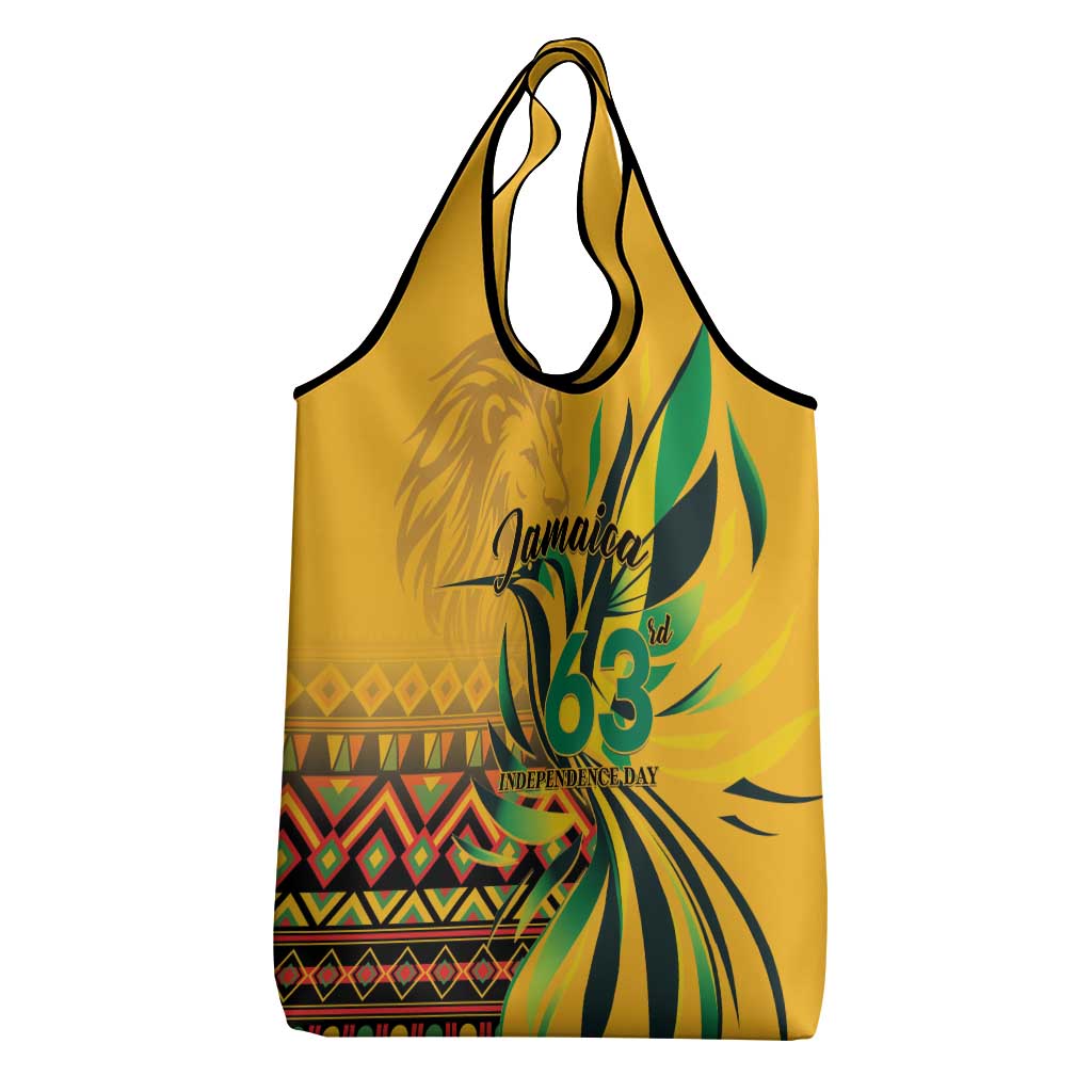Black Jamaican Independence Day 1962 Grocery Bag Jumieka Streamertail Reggae Pattern LT01