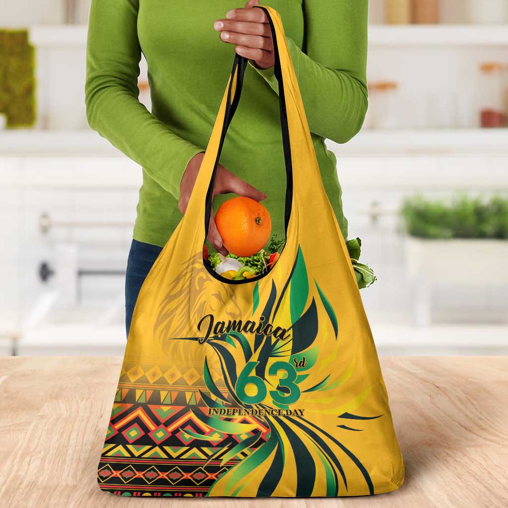 Black Jamaican Independence Day 1962 Grocery Bag Jumieka Streamertail Reggae Pattern LT01